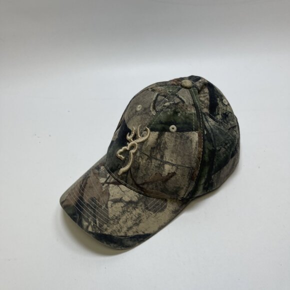 Browning Woodland Camo Strapback Hunting Hat Cap Outdoor Fishing Firearms - Picture 5 of 10